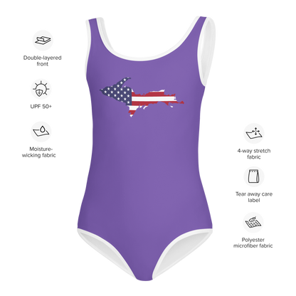 Michigan Upper Peninsula Toddler Swimsuit (w/ UP USA Flag) | Lake Iris