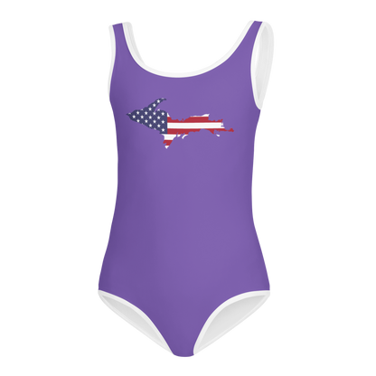 Michigan Upper Peninsula Toddler Swimsuit (w/ UP USA Flag) | Lake Iris