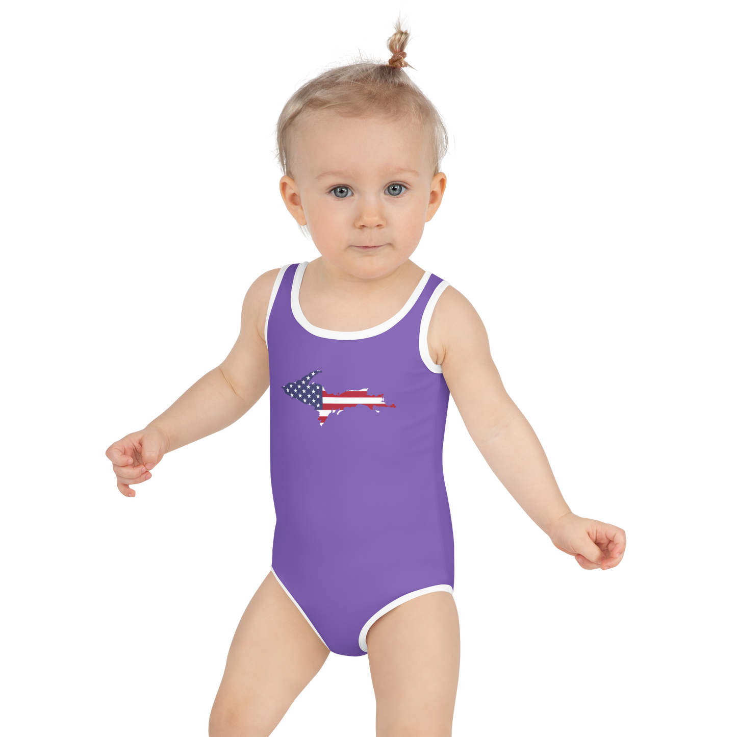 Michigan Upper Peninsula Toddler Swimsuit (w/ UP USA Flag) | Lake Iris