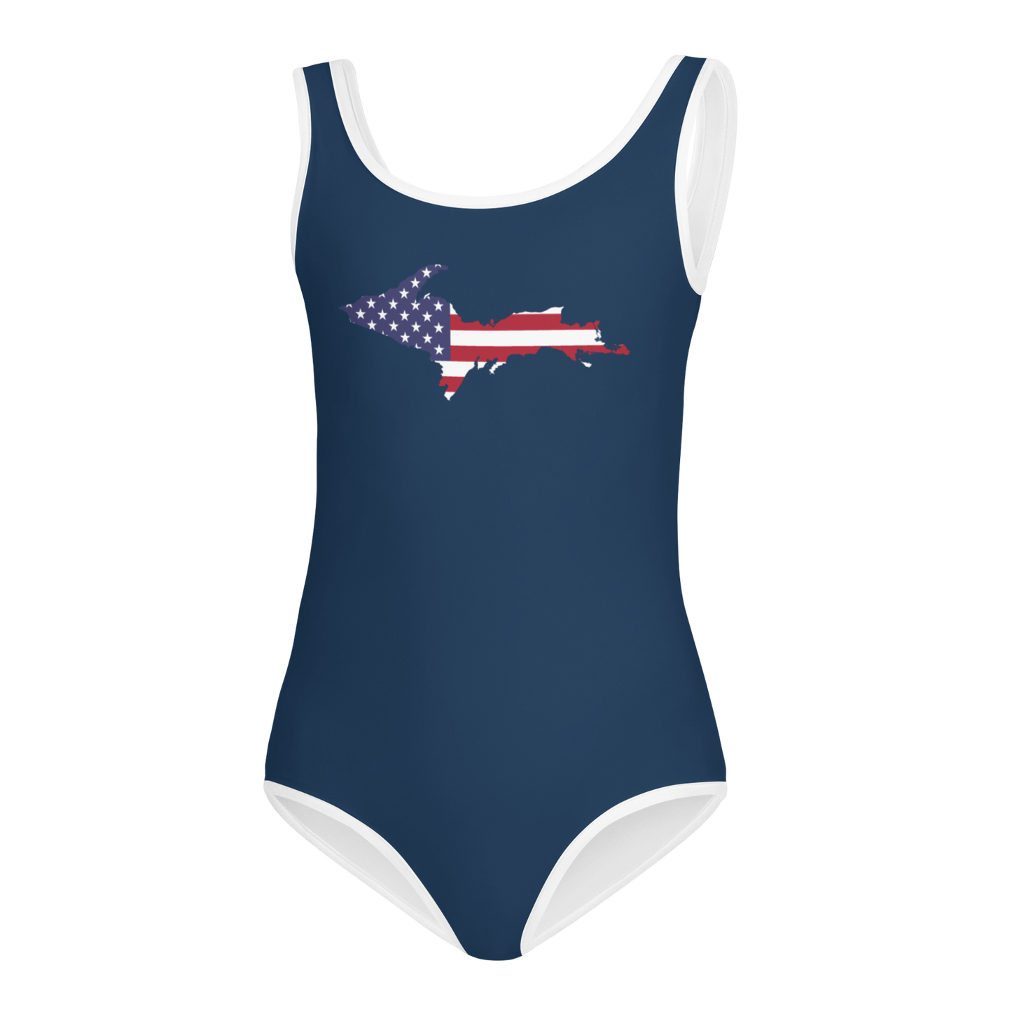 Michigan Upper Peninsula Toddler Swimsuit (w/ UP USA Flag) | Navy