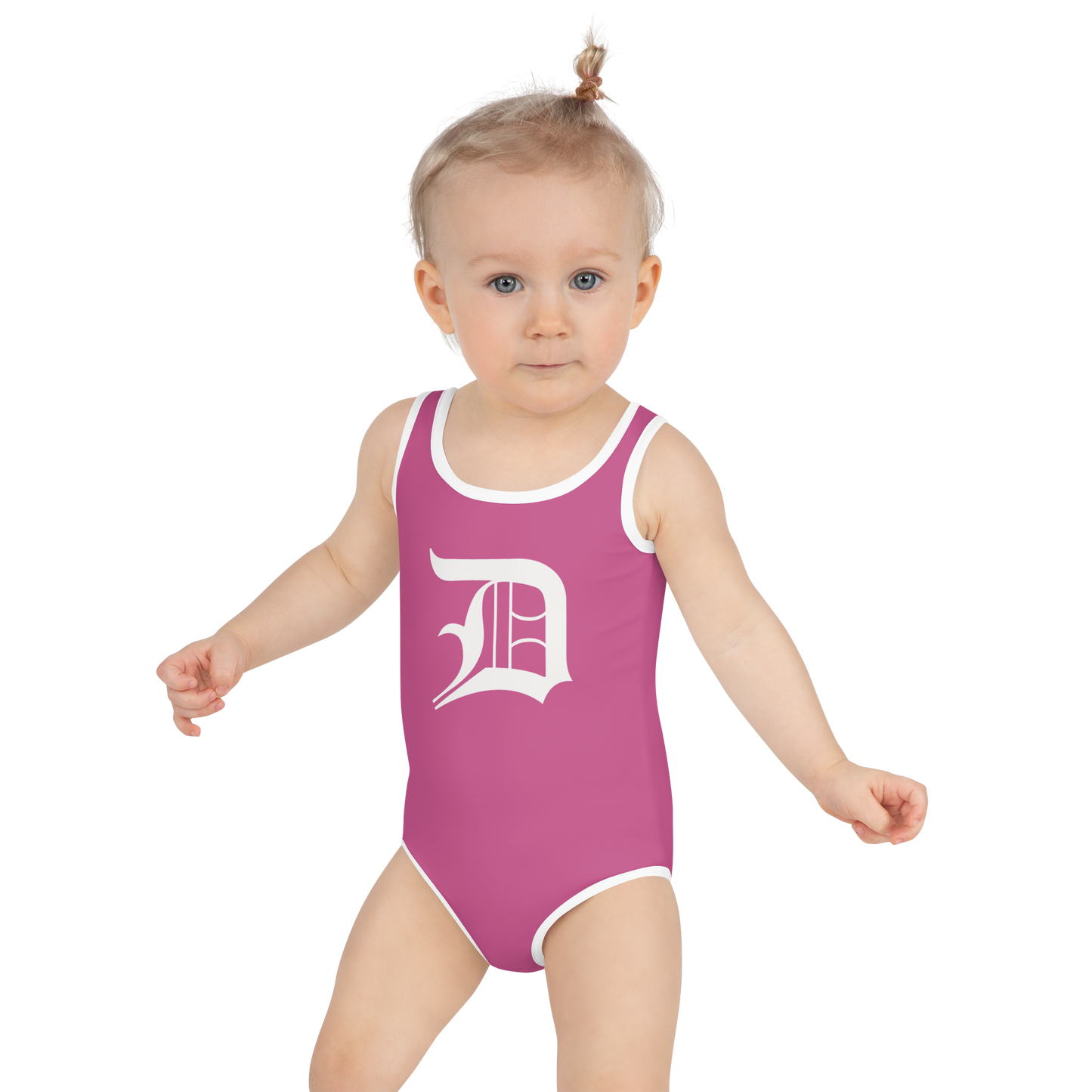 Detroit 'Old French D' Toddler Swimsuit | Apple Blossom Pink