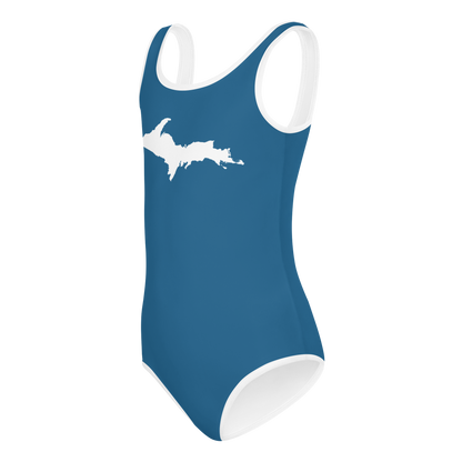 Michigan Upper Peninsula Toddler Swimsuit (w/ UP Outline) | Blueberry