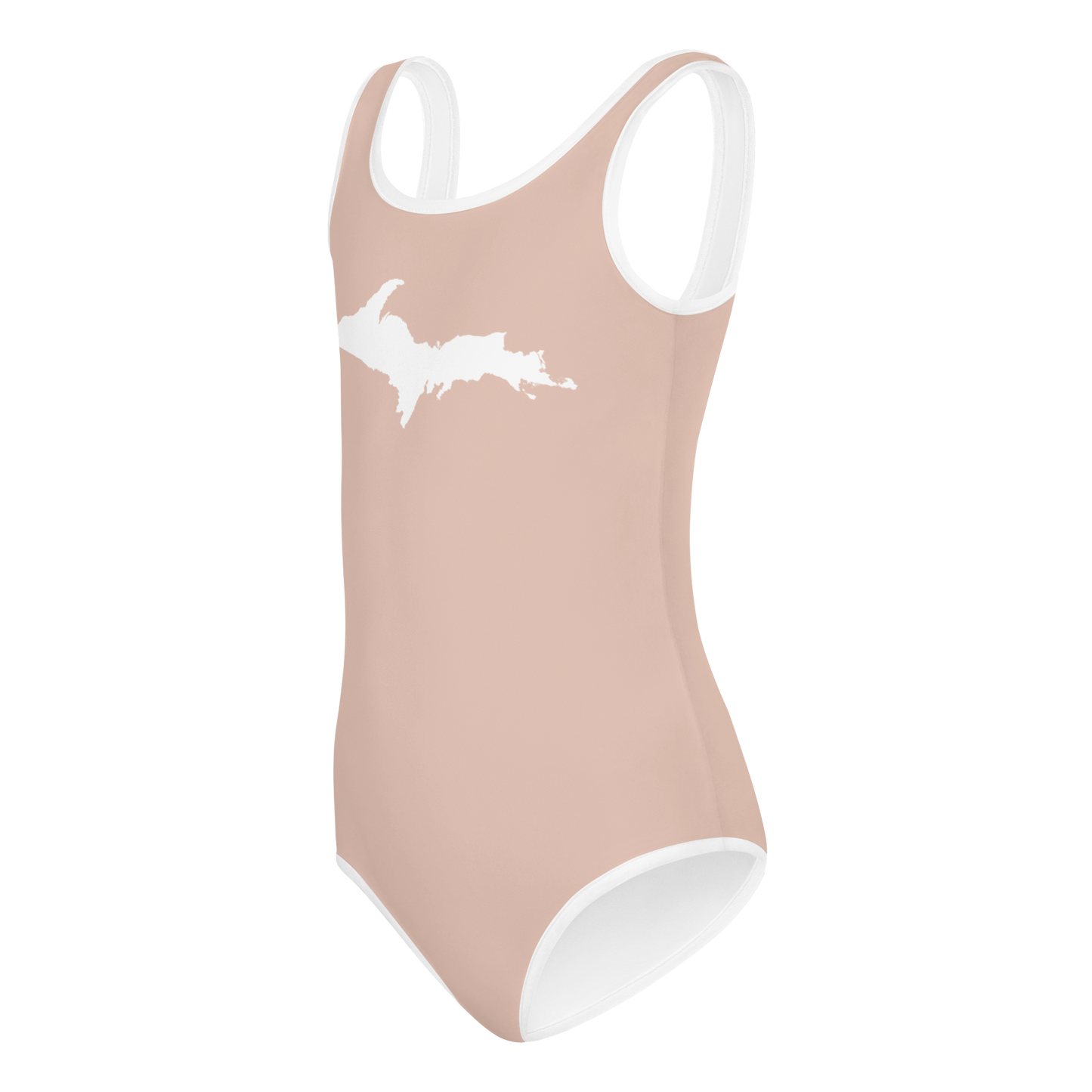 Michigan Upper Peninsula Toddler Swimsuit (w/ UP Outline) | Rose Gold