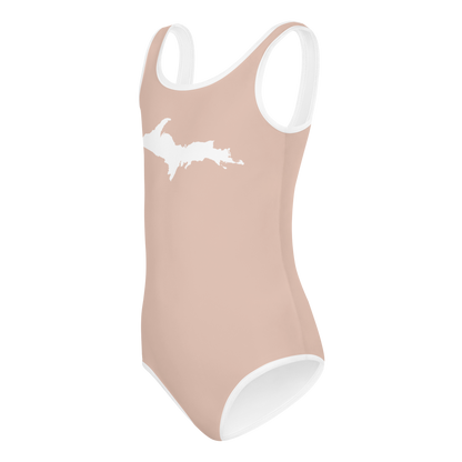 Michigan Upper Peninsula Toddler Swimsuit (w/ UP Outline) | Rose Gold