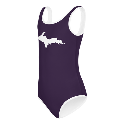 Michigan Upper Peninsula Toddler Swimsuit (w/ UP Outline) | Blackcurrant