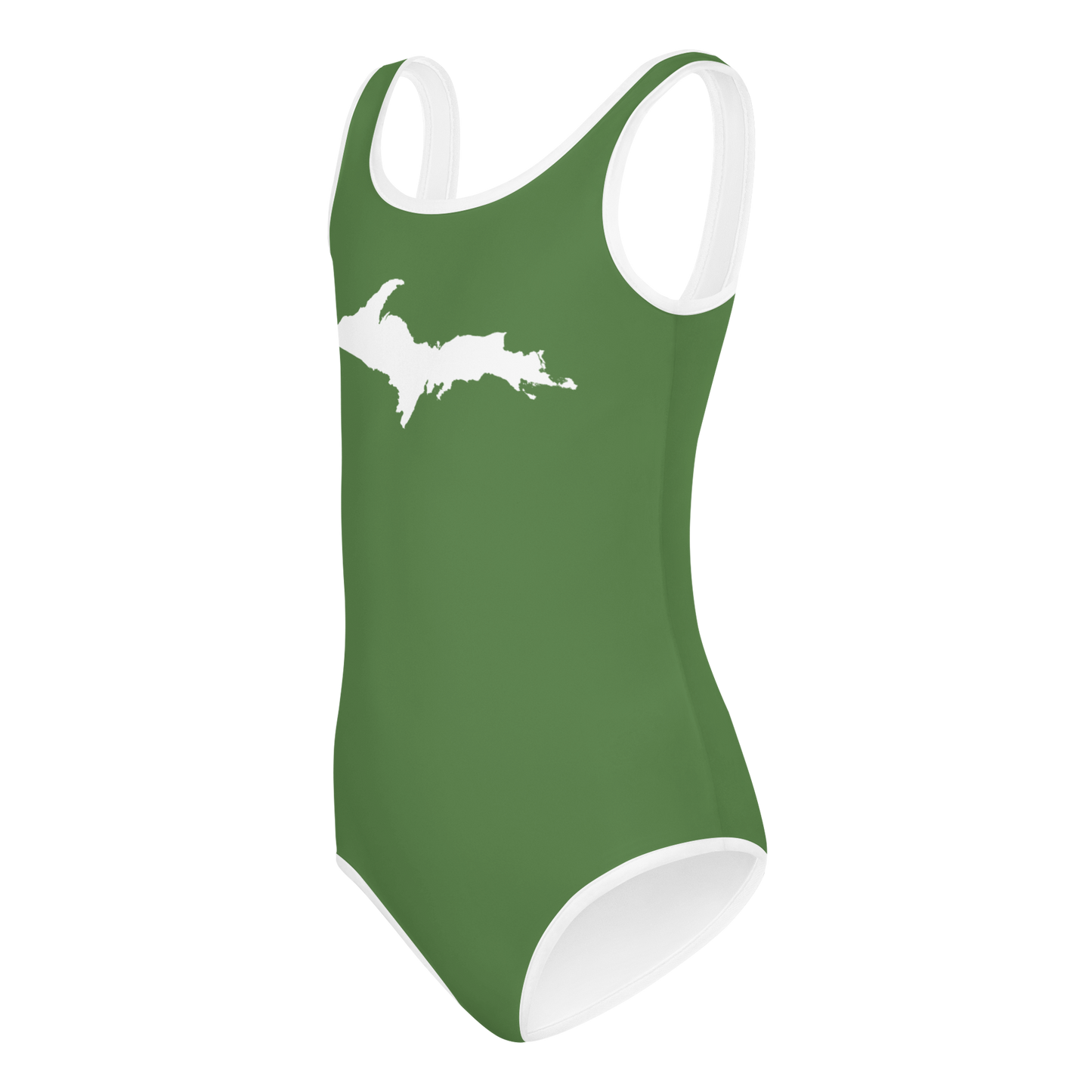 Michigan Upper Peninsula Toddler Swimsuit (w/ UP Outline) | Pine Green