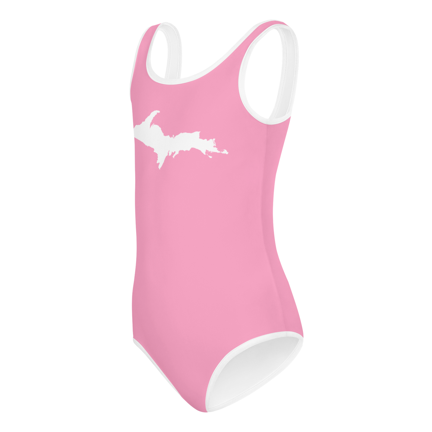 Michigan Upper Peninsula Toddler Swimsuit (w/ UP Outline) | '67 Caddie Pink