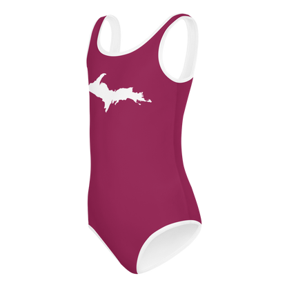 Michigan Upper Peninsula Toddler Swimsuit (w/ UP Outline) | Ruby Red