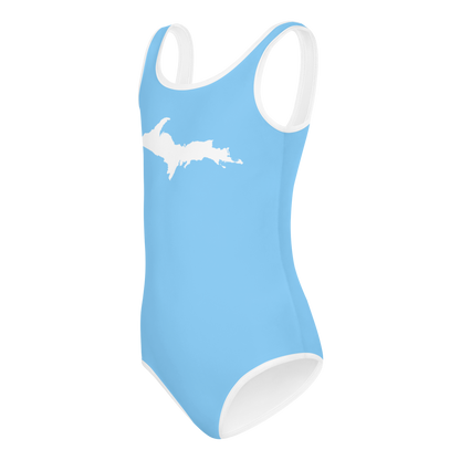 Michigan Upper Peninsula Toddler Swimsuit (w/ UP Outline) | DTW Blue