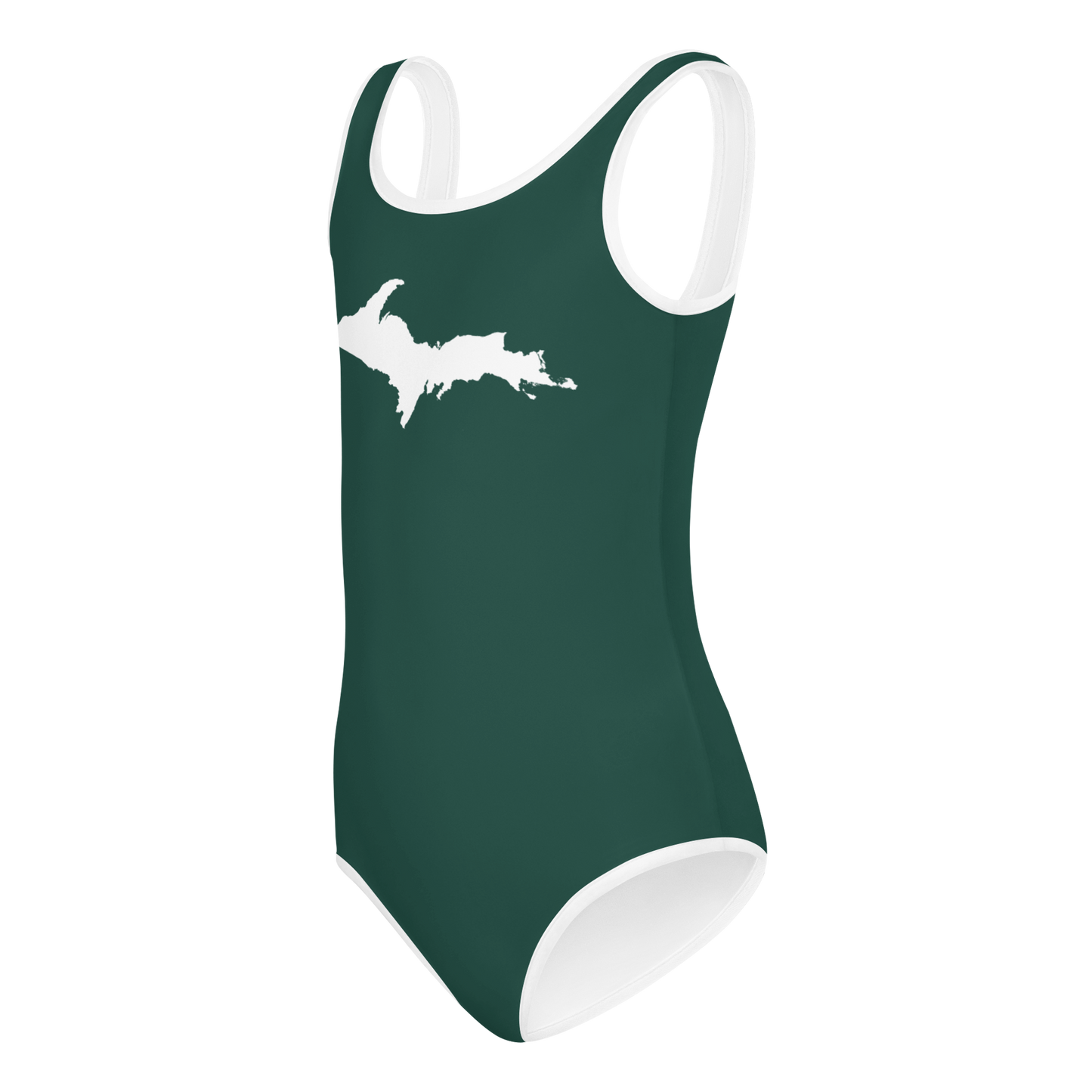 Michigan Upper Peninsula Toddler Swimsuit (w/ UP Outline) | Laconic Green