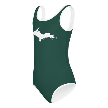 Michigan Upper Peninsula Toddler Swimsuit (w/ UP Outline) | Laconic Green