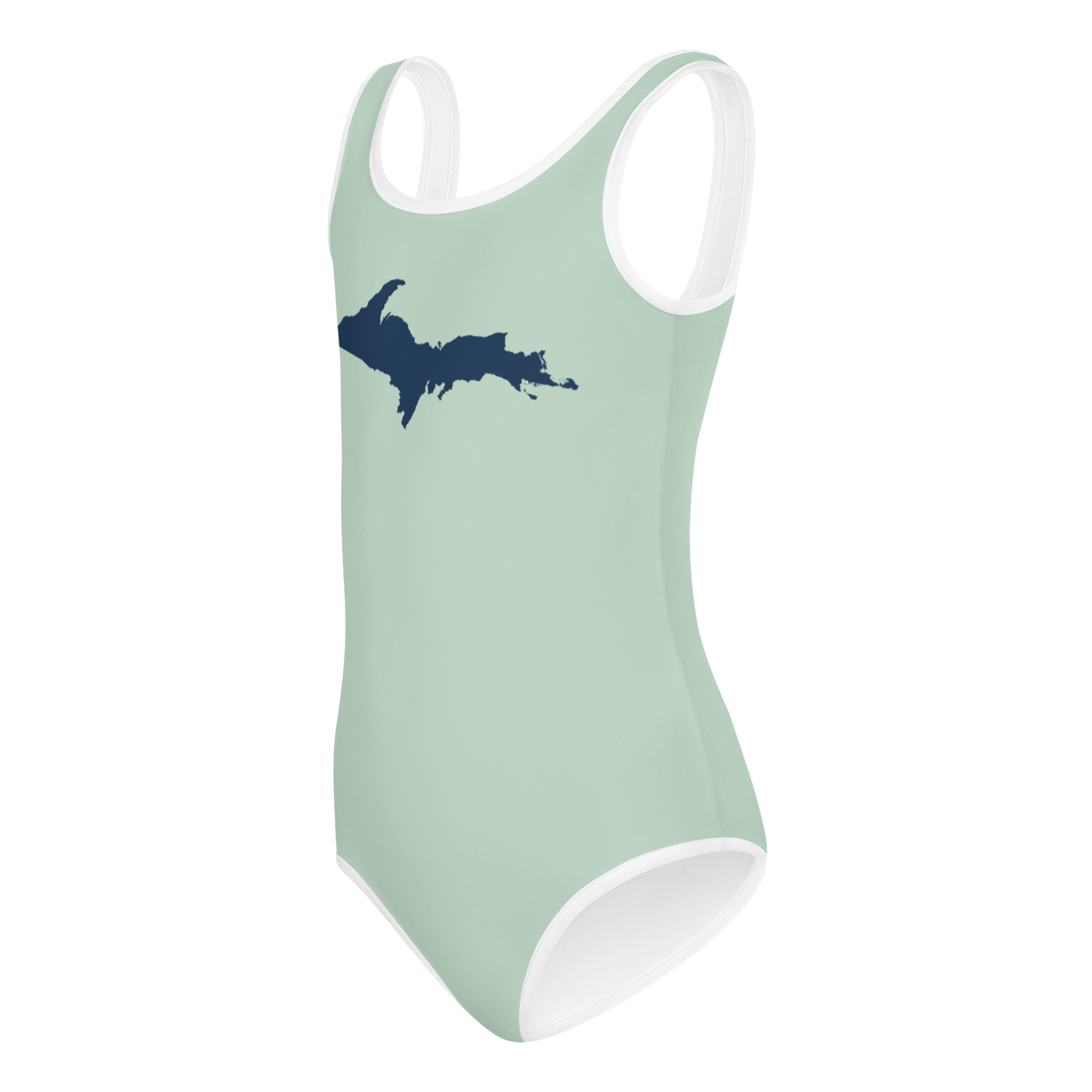 Michigan Upper Peninsula Toddler Swimsuit (w/ UP Outline) | Sea Green