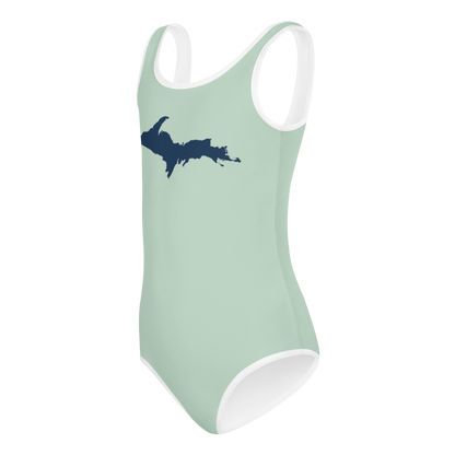 Michigan Upper Peninsula Toddler Swimsuit (w/ UP Outline) | Sea Green