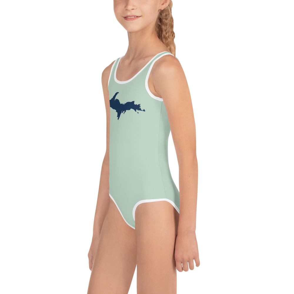 Michigan Upper Peninsula Toddler Swimsuit (w/ UP Outline) | Sea Green