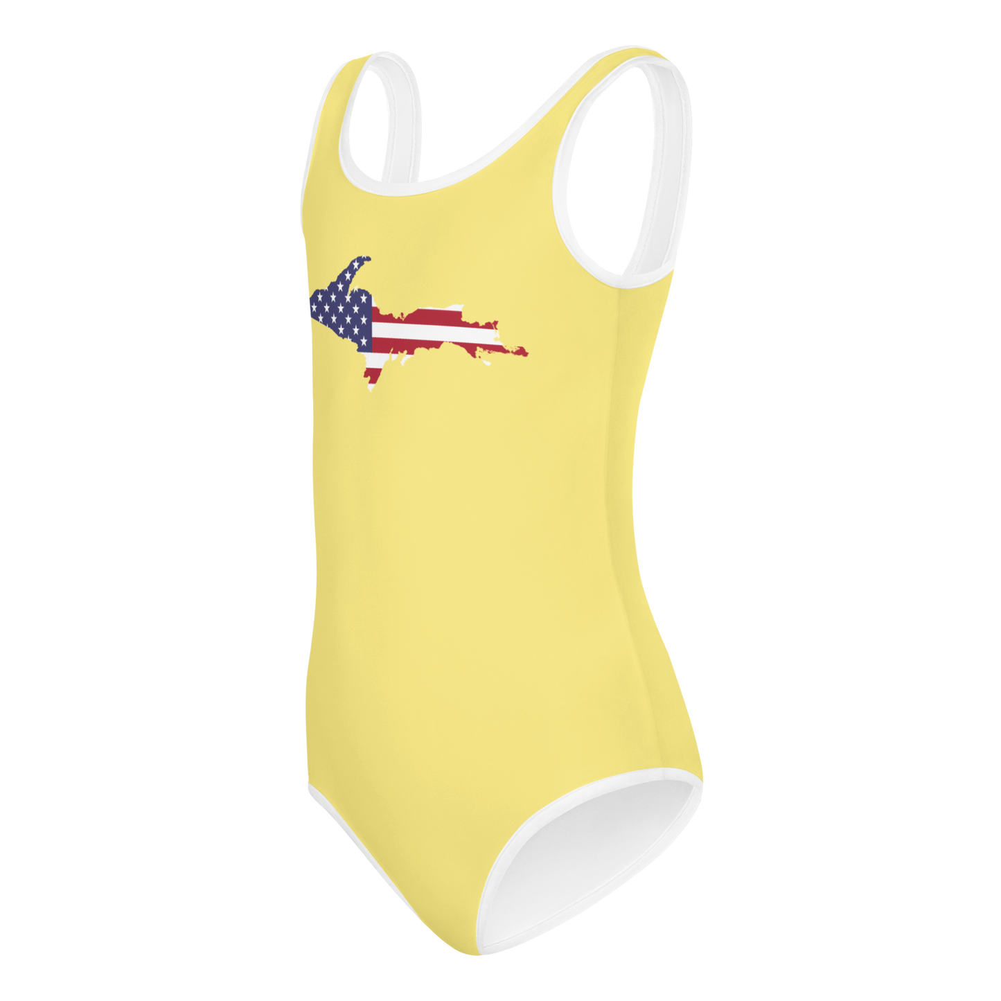 Michigan Upper Peninsula Toddler Swimsuit (w/ UP USA Flag) | Cherry Yellow