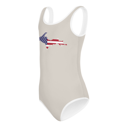 Michigan Upper Peninsula Toddler Swimsuit (w/ UP USA Flag) | Canvas Color