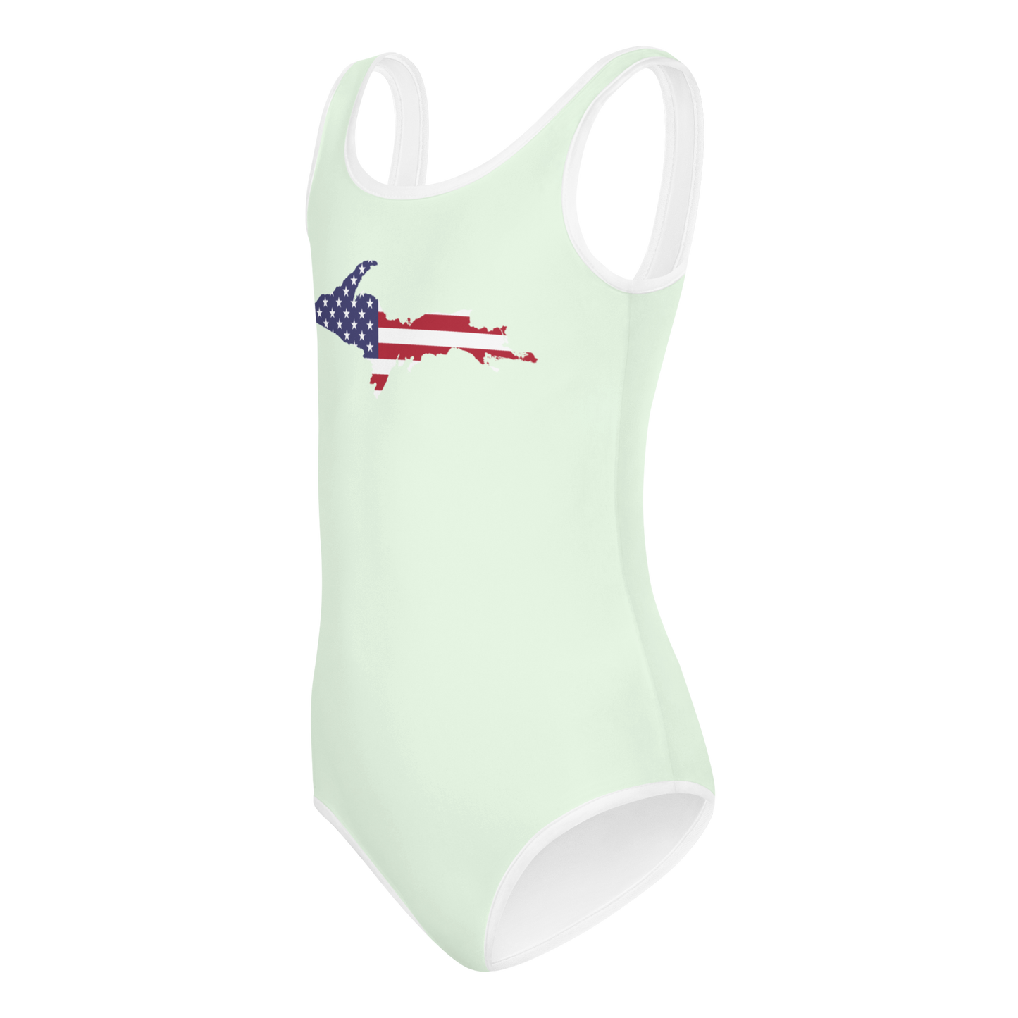 Michigan Upper Peninsula Toddler Swimsuit (w/ UP USA Flag) | Dew Green