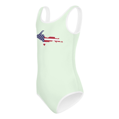 Michigan Upper Peninsula Toddler Swimsuit (w/ UP USA Flag) | Dew Green