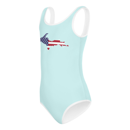 Michigan Upper Peninsula Toddler Swimsuit (w/ UP USA Flag) | Cyan