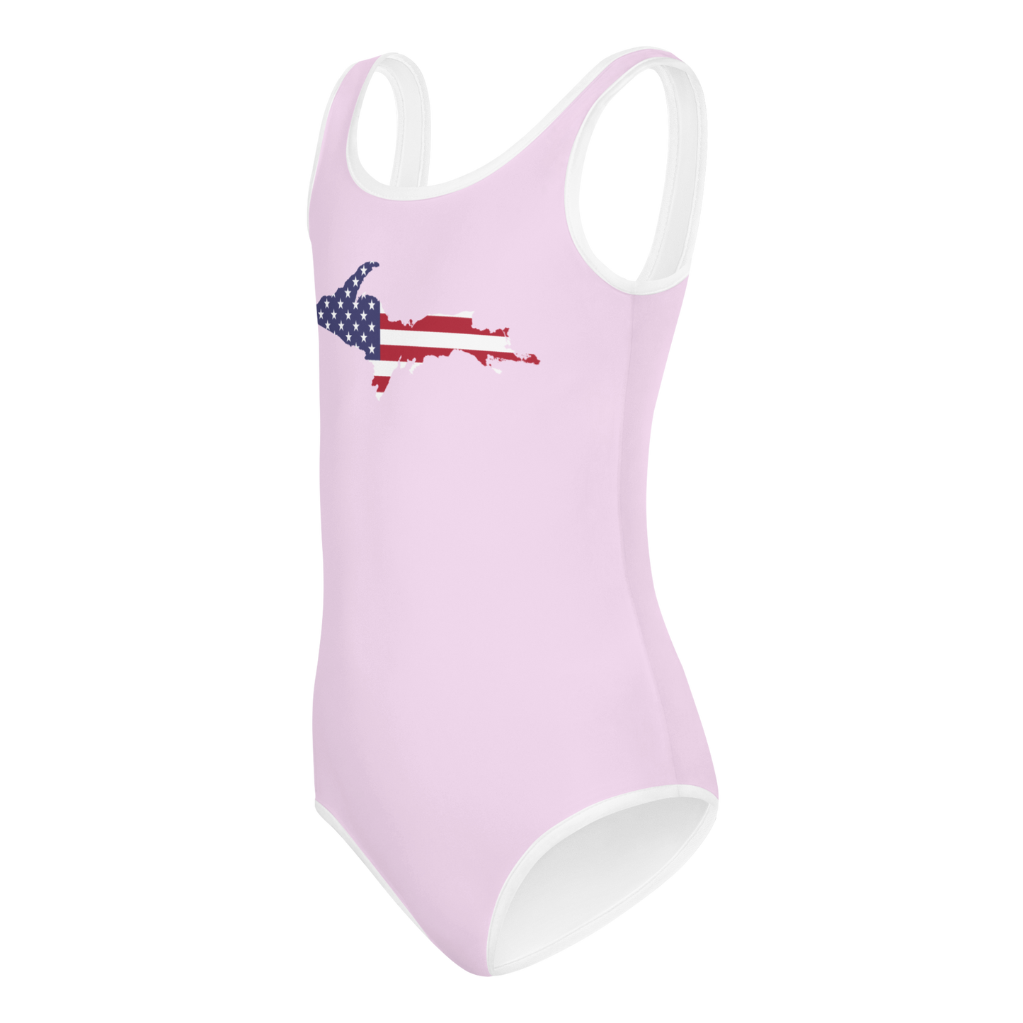 Michigan Upper Peninsula Toddler Swimsuit (w/ UP USA Flag) | Pale Lavender