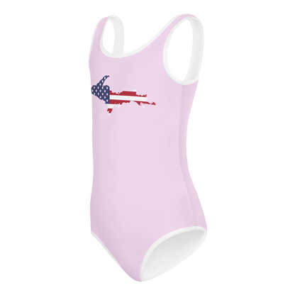 Michigan Upper Peninsula Toddler Swimsuit (w/ UP USA Flag) | Pale Lavender