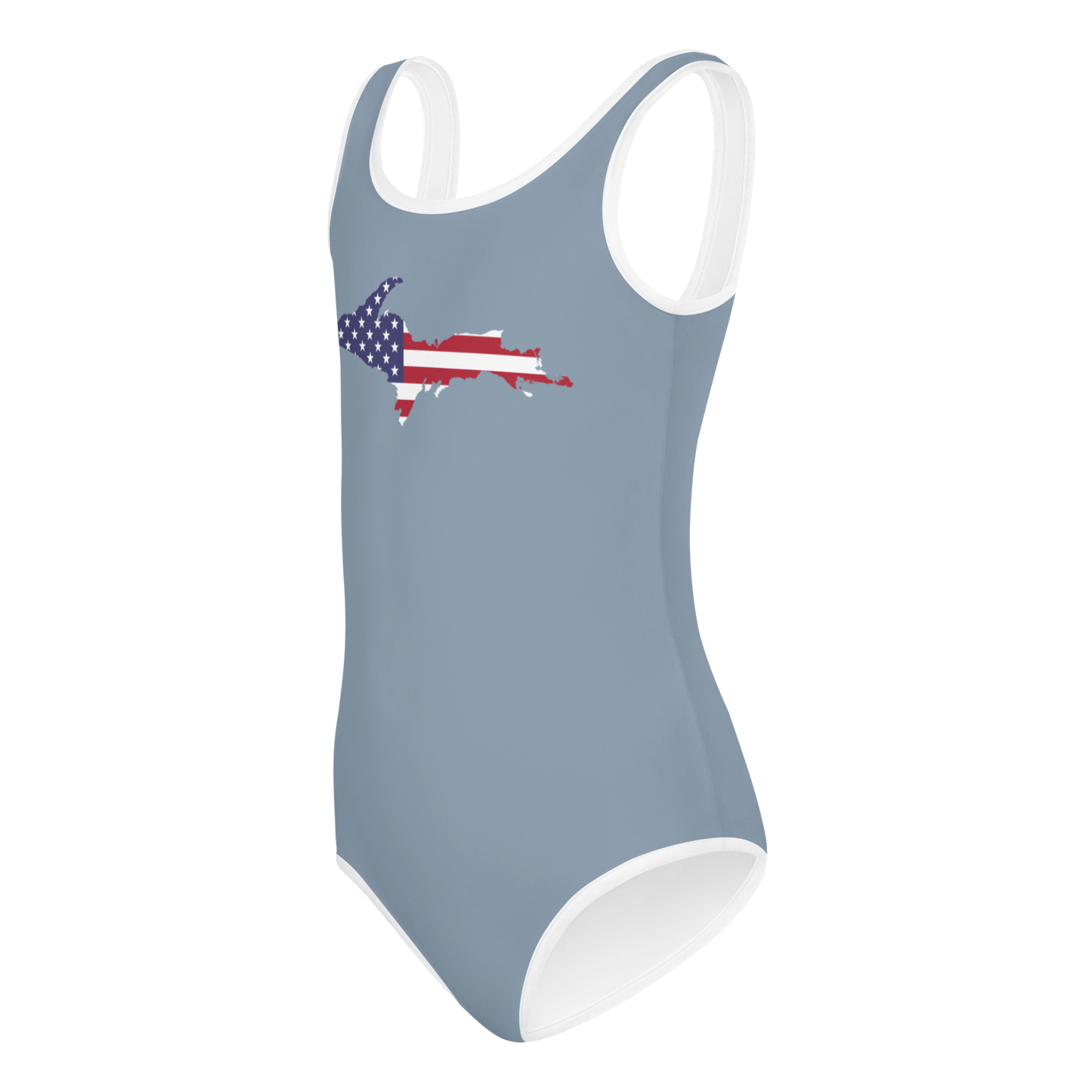 Michigan Upper Peninsula Toddler Swimsuit (w/ UP USA Flag) | B-24 Grey