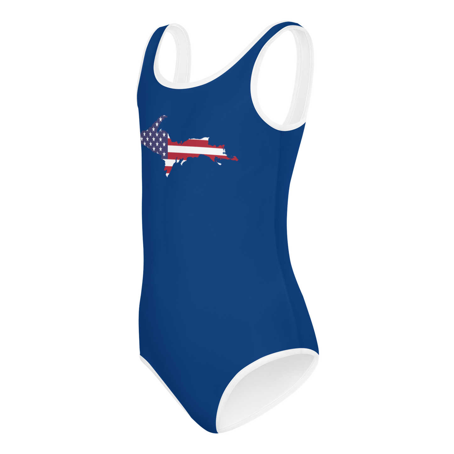 Michigan Upper Peninsula Toddler Swimsuit (w/ UP USA Flag) | Dearborn Blue