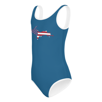 Michigan Upper Peninsula Toddler Swimsuit (w/ UP USA Flag) | Blueberry