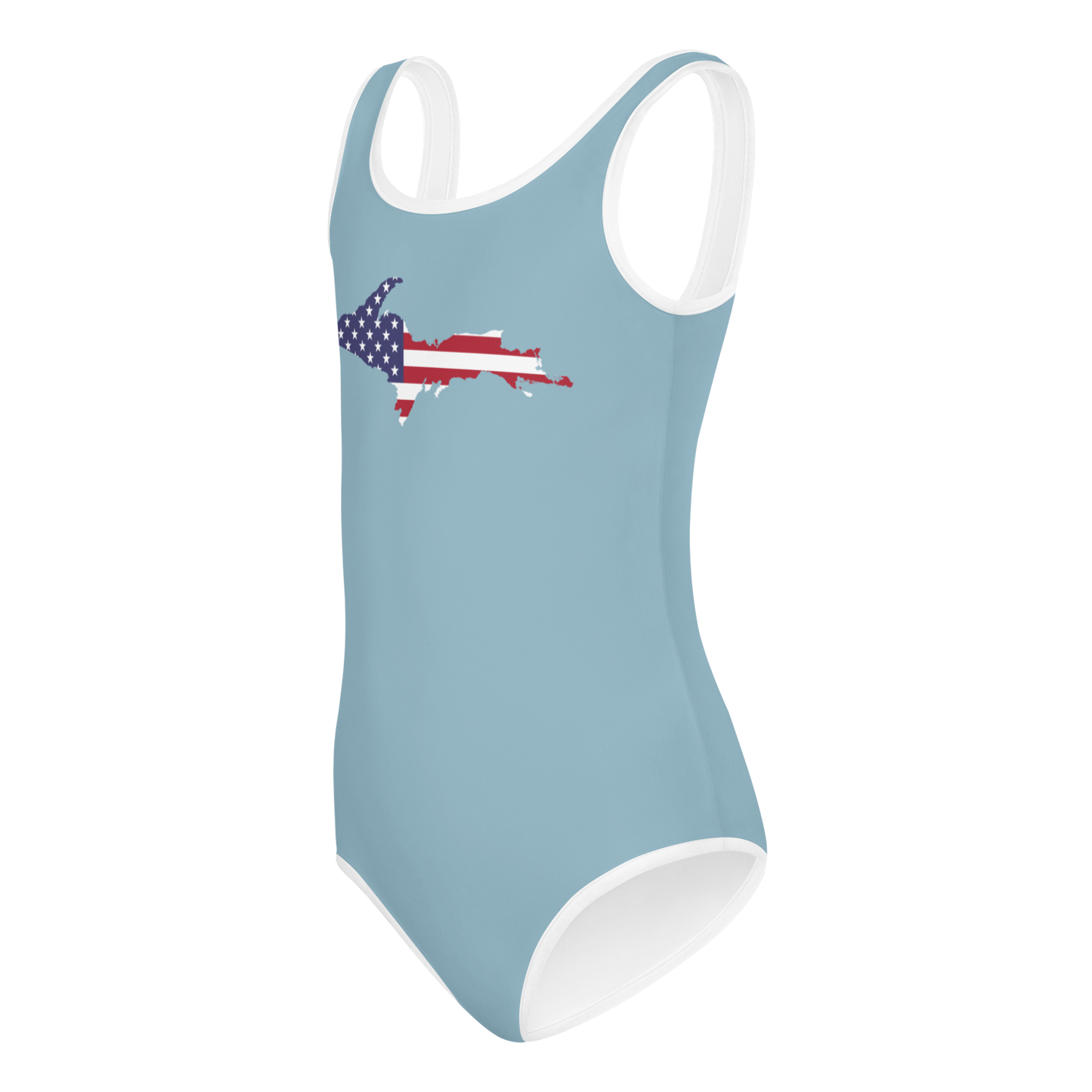 Michigan Upper Peninsula Toddler Swimsuit (w/ UP USA Flag) | Opal Blue