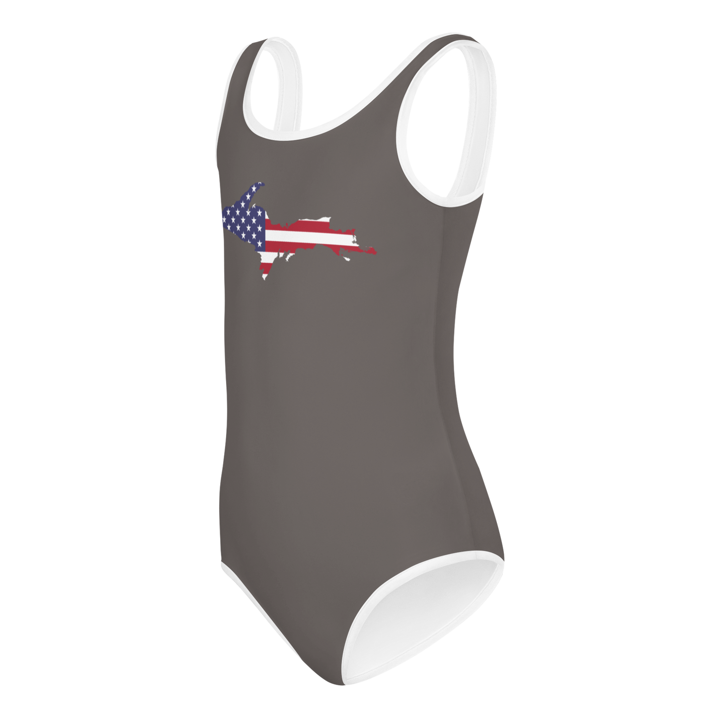 Michigan Upper Peninsula Toddler Swimsuit (w/ UP USA Flag) | Warren Tank Grey