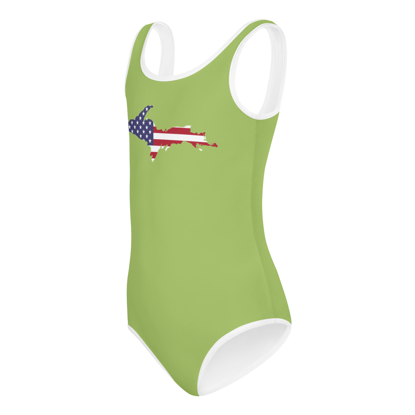 Michigan Upper Peninsula Toddler Swimsuit (w/ UP USA Flag) | Gooseberry Green