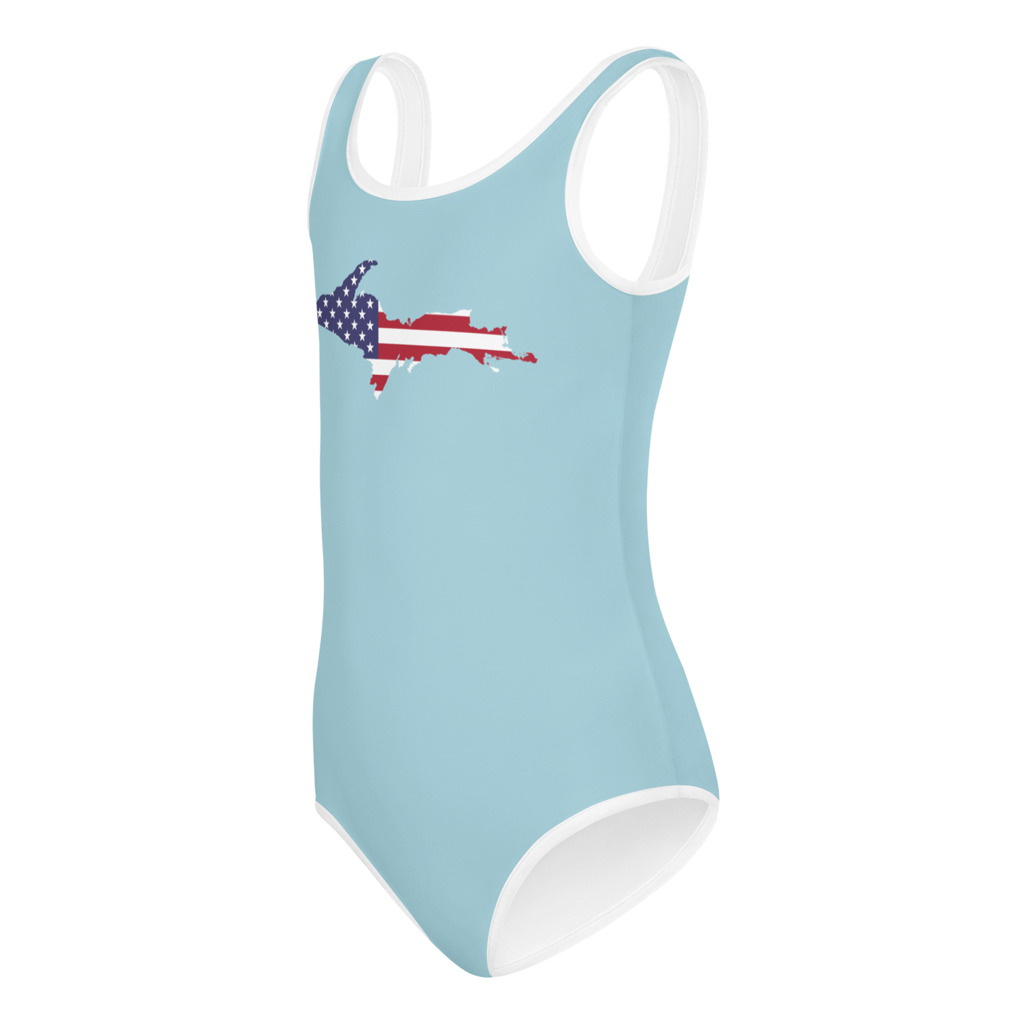 Michigan Upper Peninsula Toddler Swimsuit (w/ UP USA Flag) | '58 Caddie Blue
