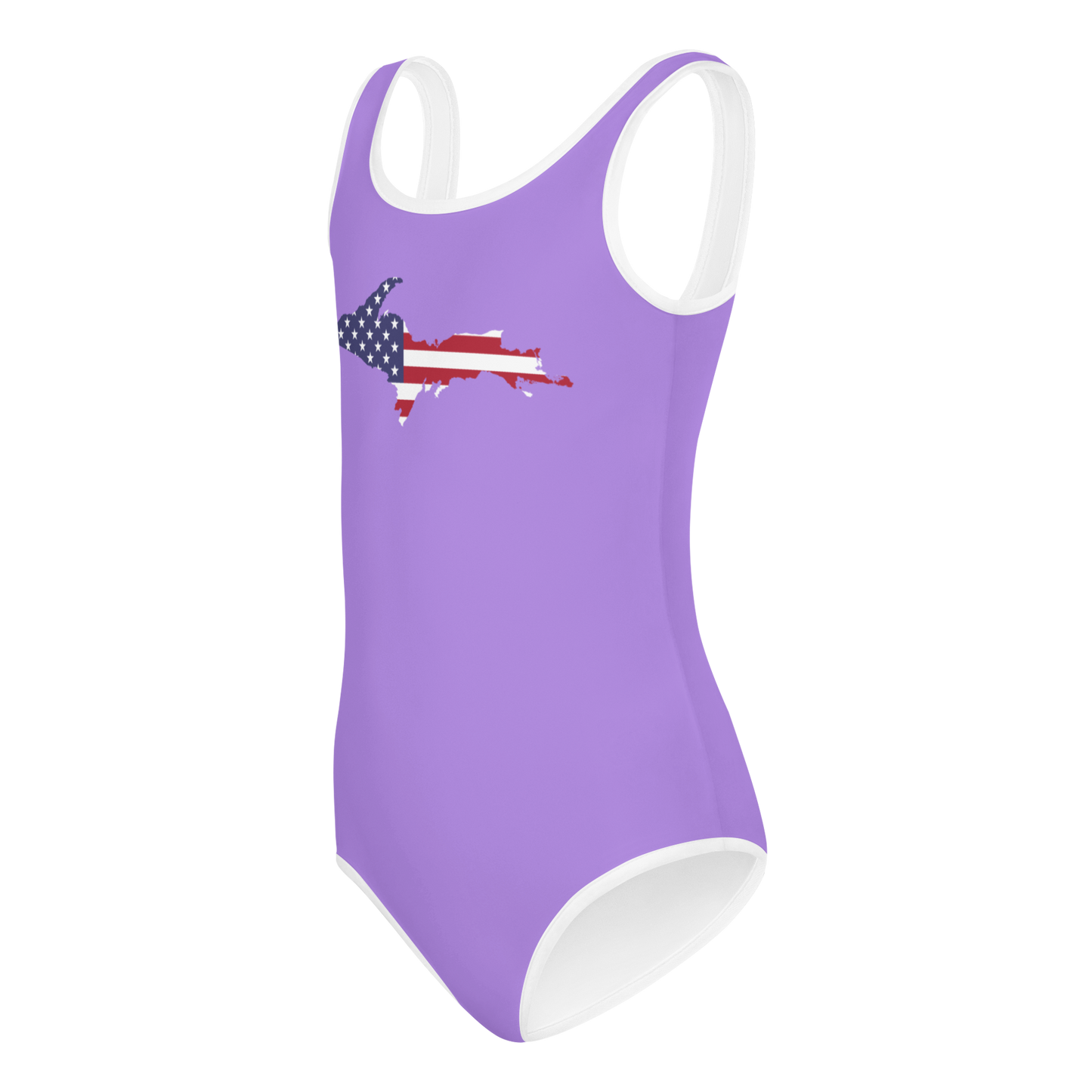 Michigan Upper Peninsula Toddler Swimsuit (w/ UP USA Flag) | Lavender