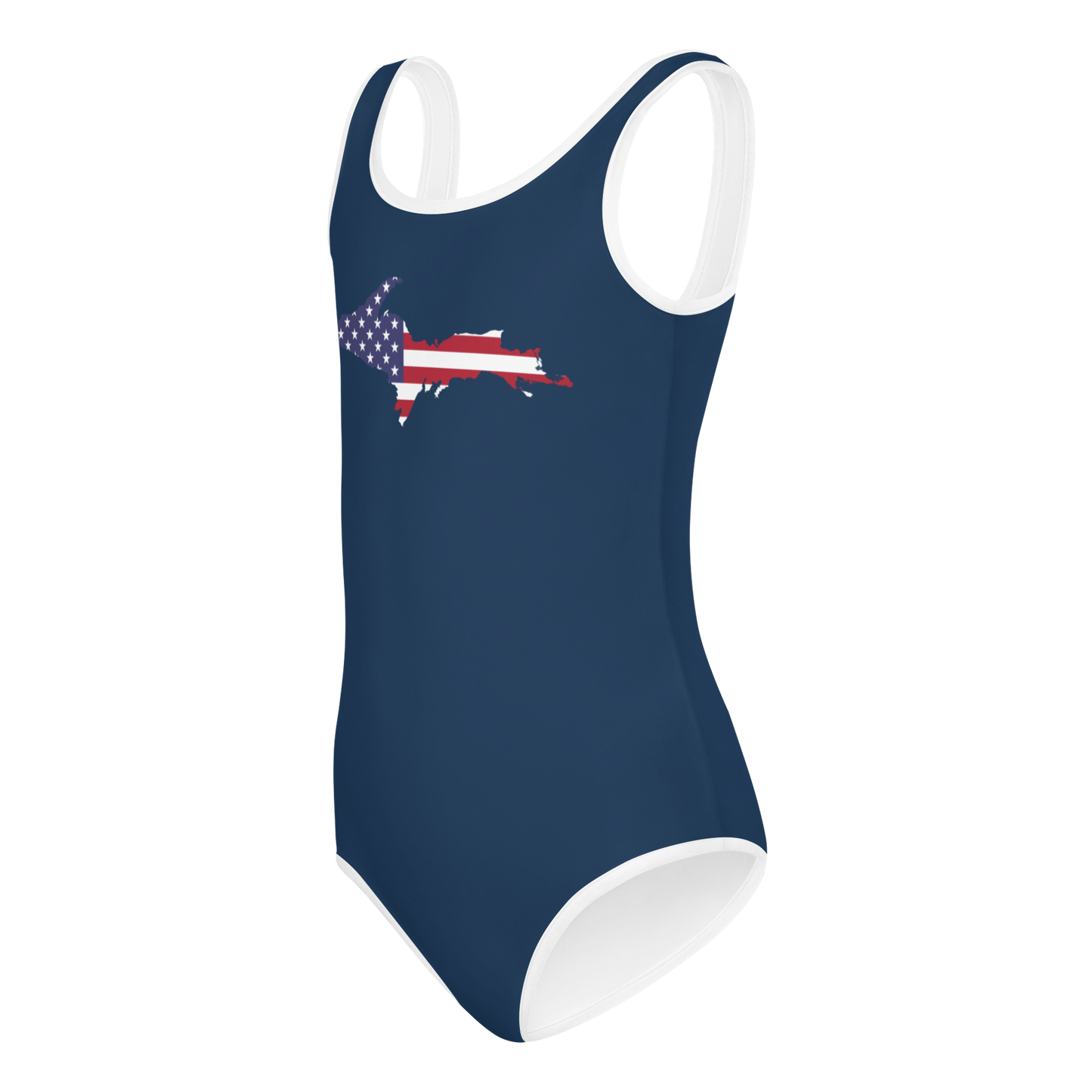 Michigan Upper Peninsula Toddler Swimsuit (w/ UP USA Flag) | Navy