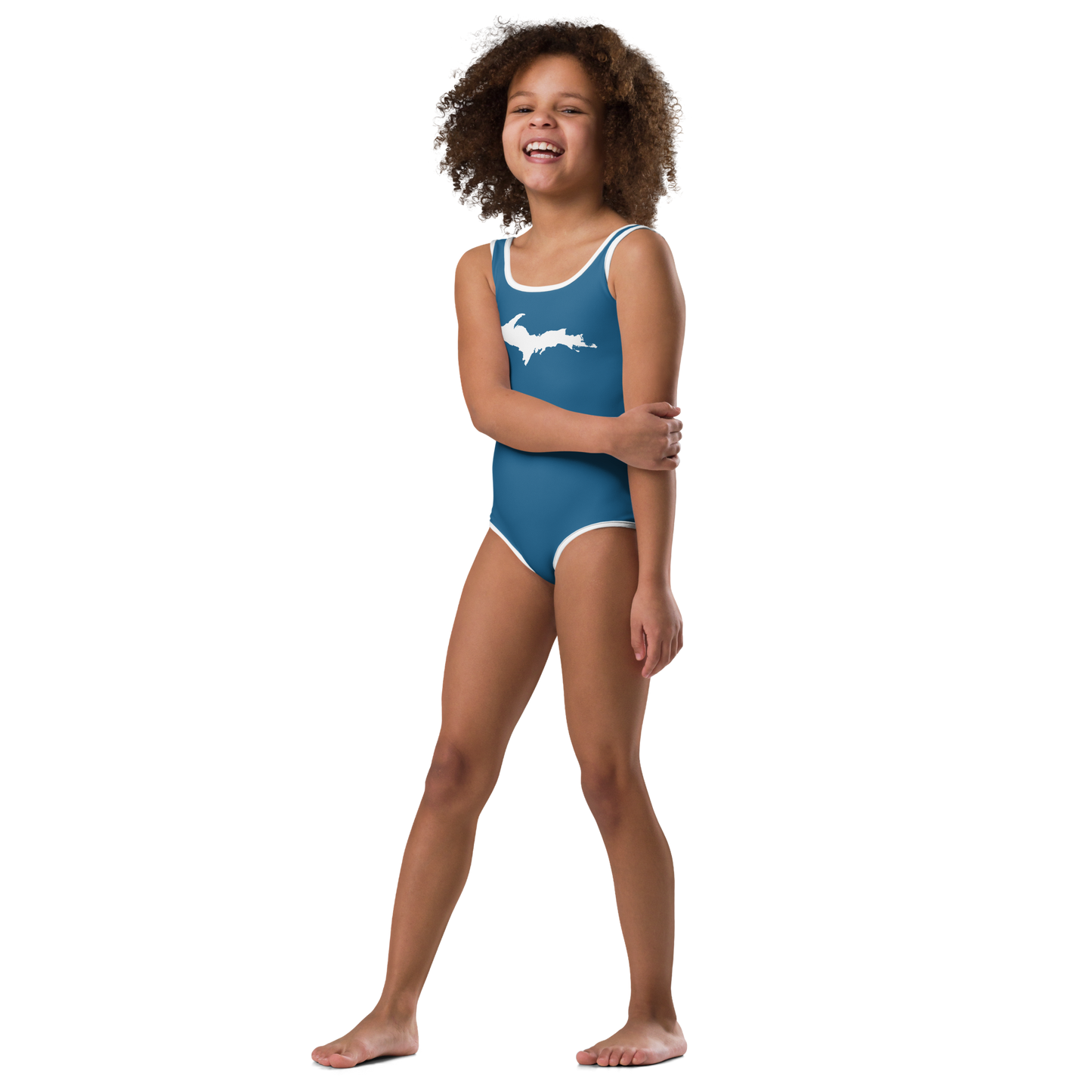 Michigan Upper Peninsula Toddler Swimsuit (w/ UP Outline) | Blueberry