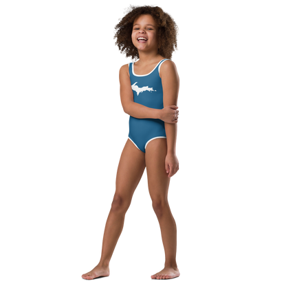 Michigan Upper Peninsula Toddler Swimsuit (w/ UP Outline) | Blueberry