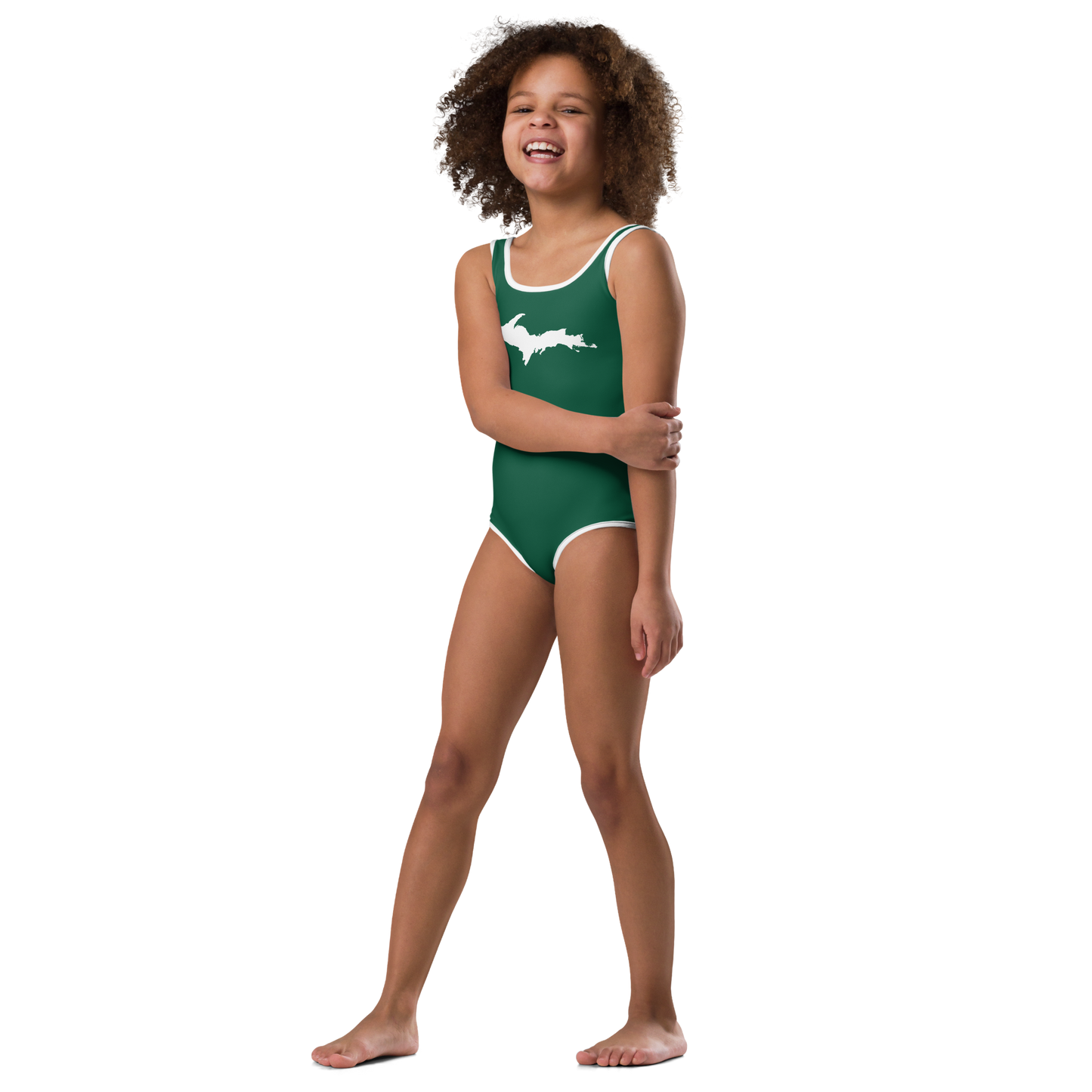 Michigan Upper Peninsula Toddler Swimsuit (w/ UP Outline) | Superior Green