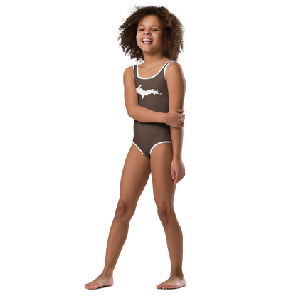 Michigan Upper Peninsula Toddler Swimsuit (w/ UP Outline) | Hickory Color