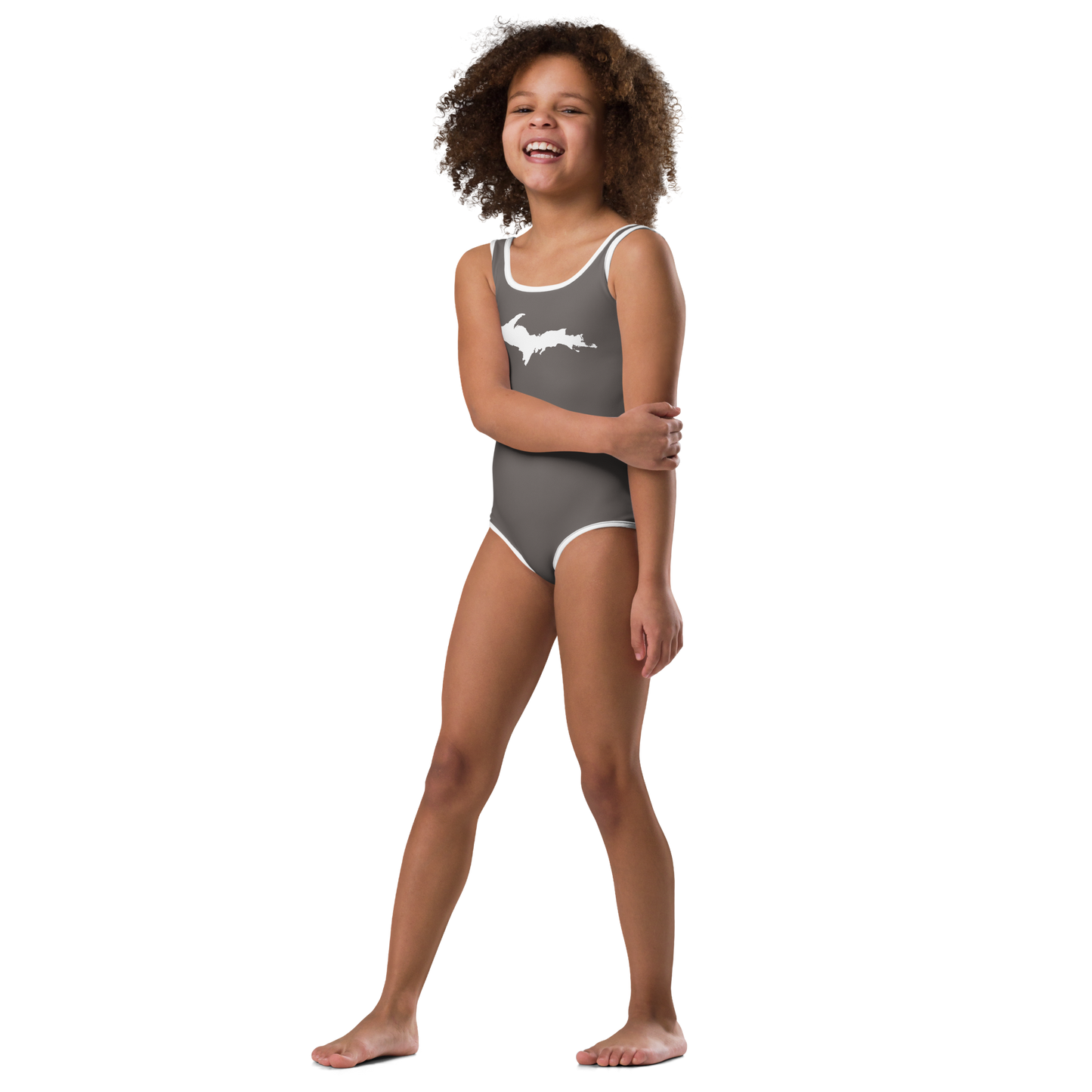 Michigan Upper Peninsula Toddler Swimsuit (w/ UP Outline) | Warren Tank Grey