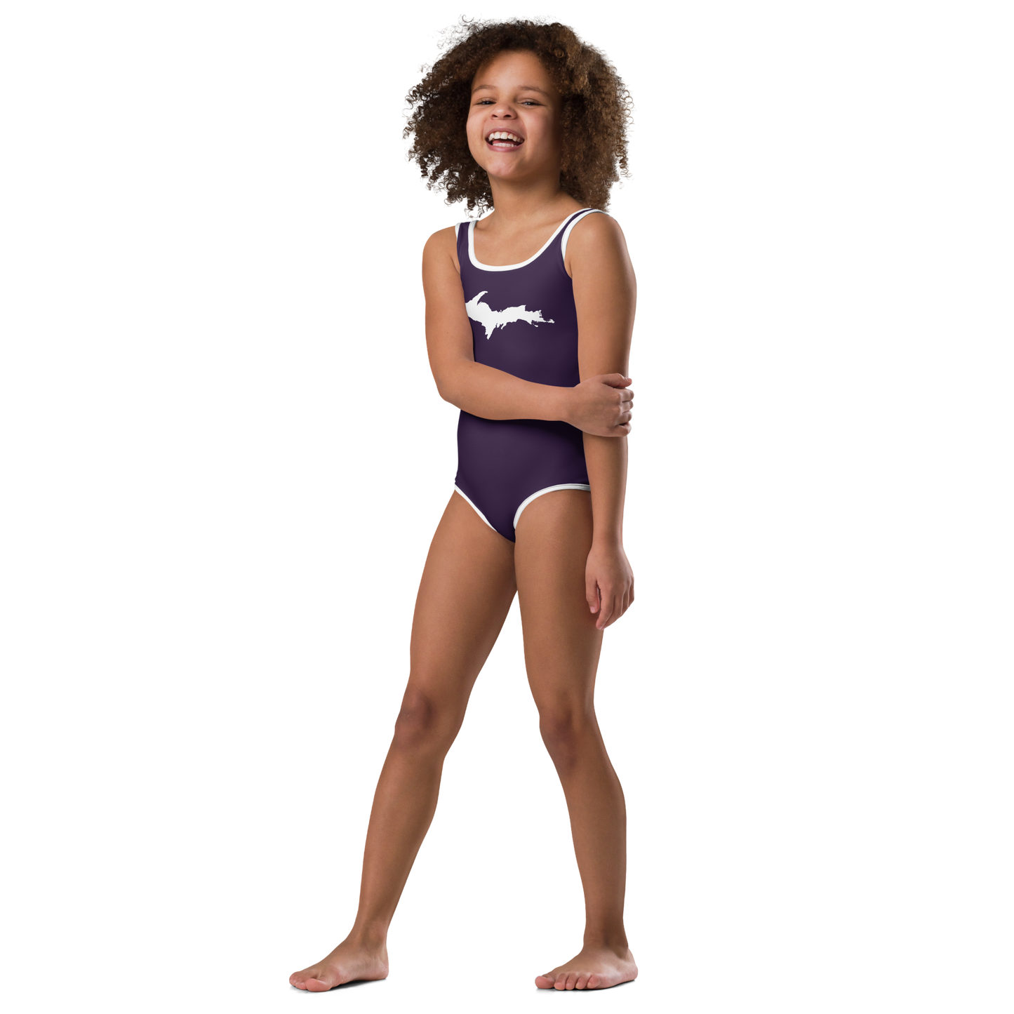 Michigan Upper Peninsula Toddler Swimsuit (w/ UP Outline) | Blackcurrant