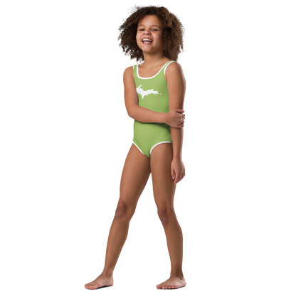 Michigan Upper Peninsula Toddler Swimsuit (w/ UP Outline) | Gooseberry Green