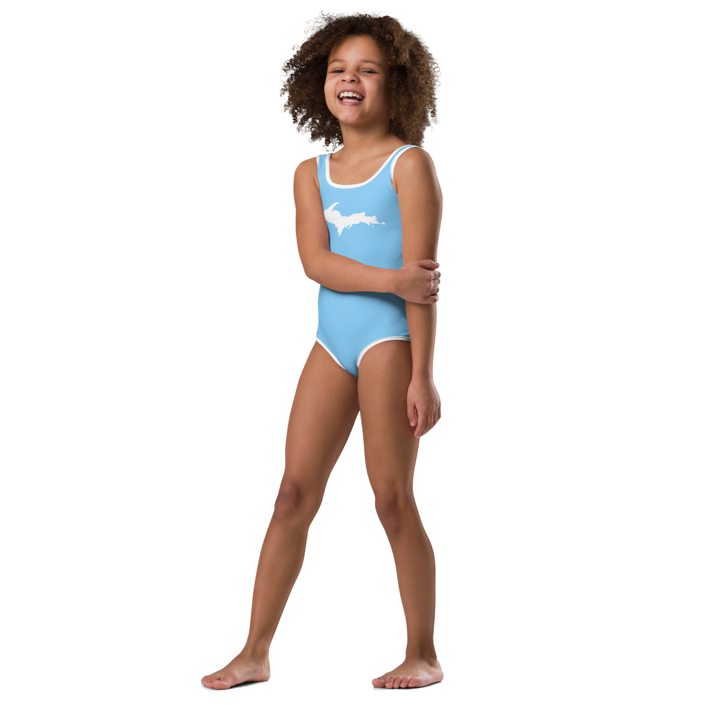 Michigan Upper Peninsula Toddler Swimsuit (w/ UP Outline) | DTW Blue