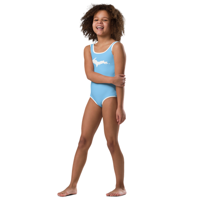 Michigan Upper Peninsula Toddler Swimsuit (w/ UP Outline) | DTW Blue