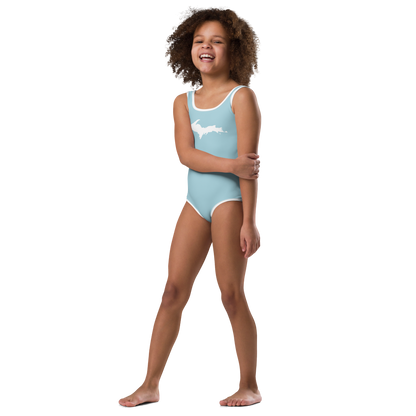 Michigan Upper Peninsula Toddler Swimsuit (w/ UP Outline) | '58 Caddie Blue