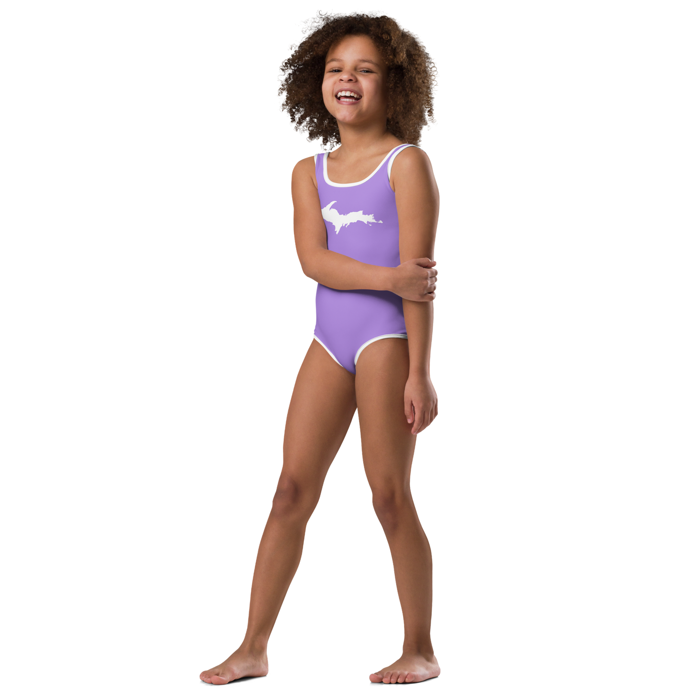 Michigan Upper Peninsula Toddler Swimsuit (w/ UP Outline) | Lavender