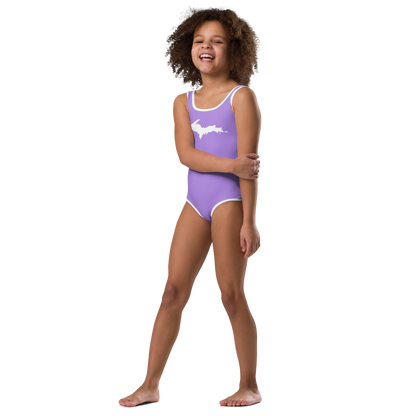 Michigan Upper Peninsula Toddler Swimsuit (w/ UP Outline) | Lavender