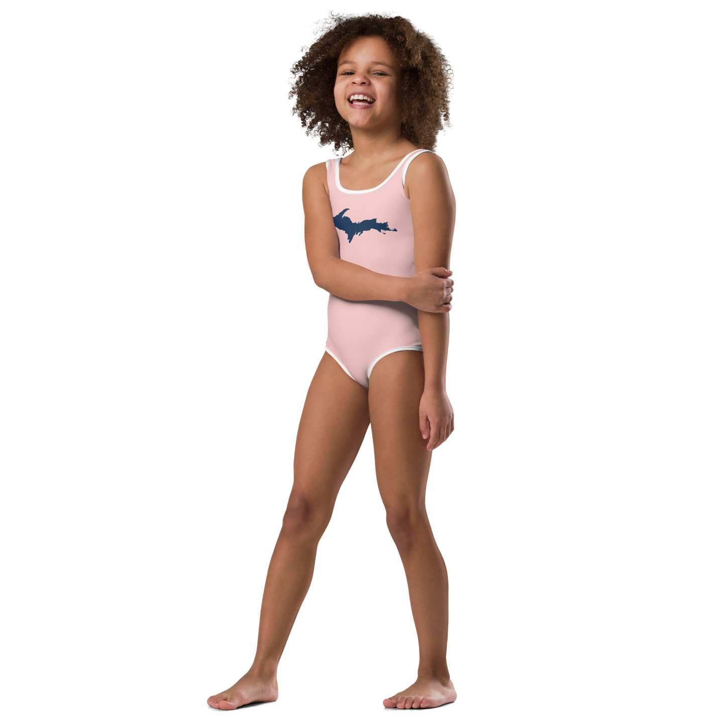 Michigan Upper Peninsula Toddler Swimsuit (w/ UP Outline) | Cosmos Pink