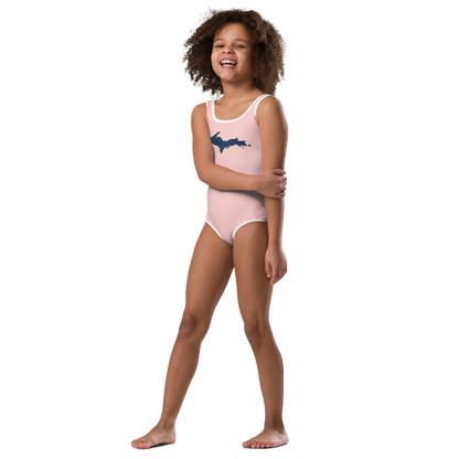 Michigan Upper Peninsula Toddler Swimsuit (w/ UP Outline) | Cosmos Pink