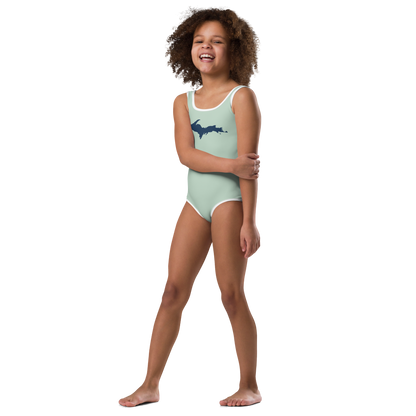 Michigan Upper Peninsula Toddler Swimsuit (w/ UP Outline) | Sea Green