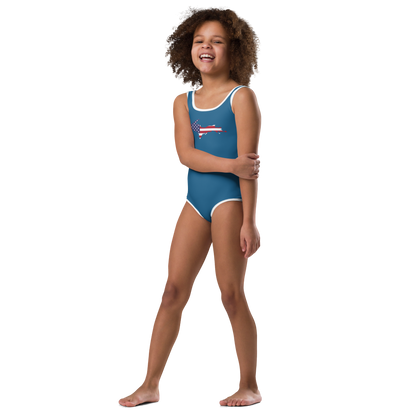 Michigan Upper Peninsula Toddler Swimsuit (w/ UP USA Flag) | Blueberry